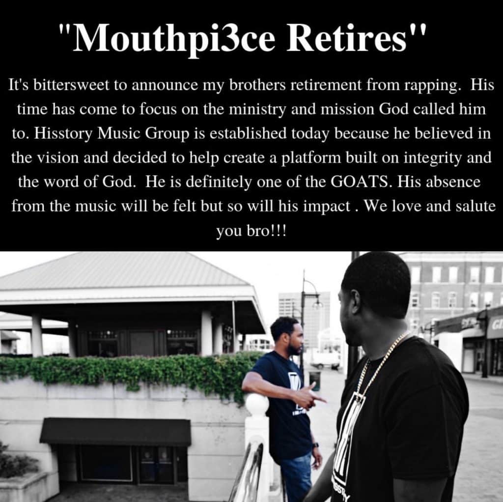 Mouthpi3ce Retires | News | @mouthpi3ce @hisstorymg @trackstarz